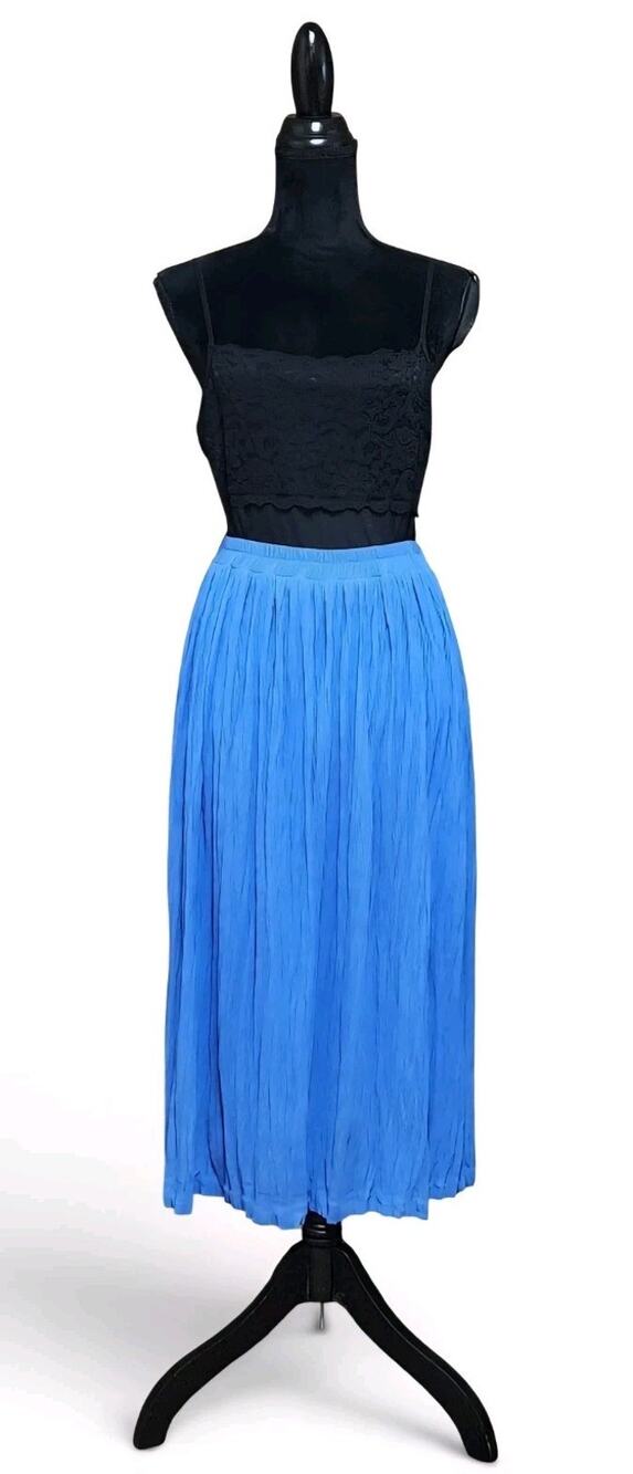 Vintage Liz Baker Essentials Womens Size Medium M Pleated Blue Midi Modest Skirt